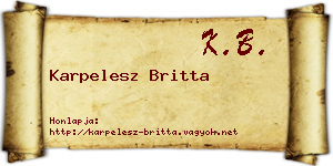 Karpelesz Britta névjegykártya